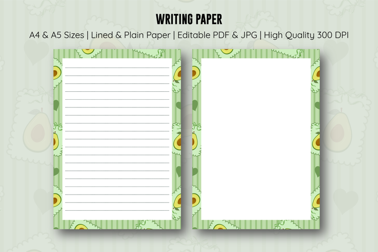 Avocado Coquette Stripe Letter Writing Paper | Writing paper