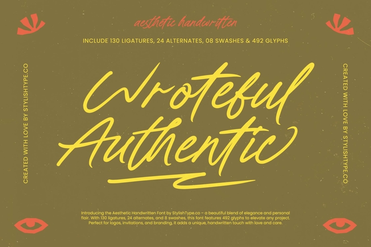 Wroteful Authentic - Aesthetic Handwritten Script