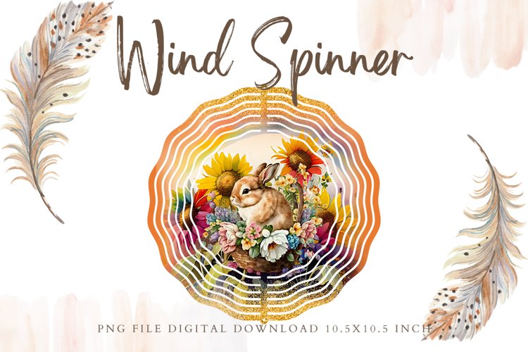 Easter Bunny Rabbit Flower Wind Spinner Template Sublimation example image 1