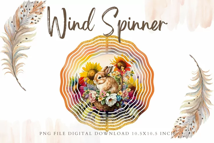 Easter Bunny Rabbit Flower Wind Spinner Template Sublimation