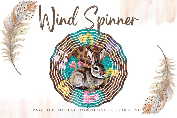 Easter Bunny Rabbit Flower Wind Spinner Template Sublimation example image 1