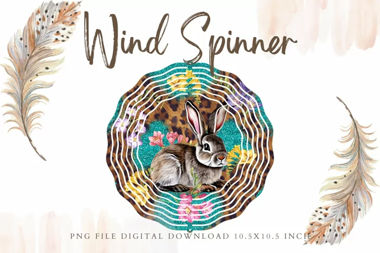 Easter Bunny Rabbit Flower Wind Spinner Template Sublimation