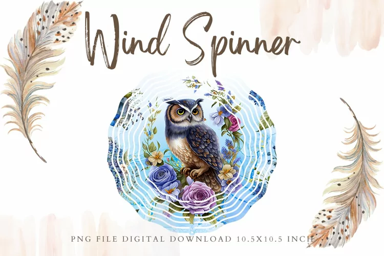 Owl Flower Wind Spinner Template Sublimation