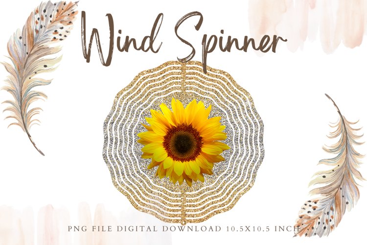 Glitter Sunflower Wind Spinner Template Sublimation