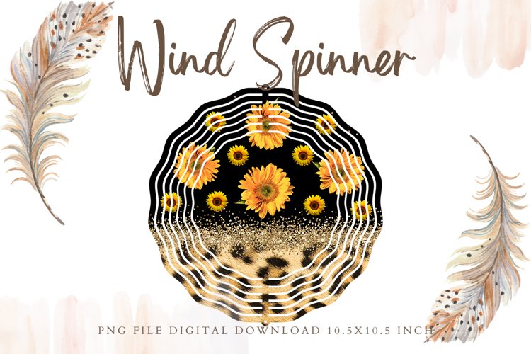Leopard Sunflower Wind Spinner Template Sublimation example image 1