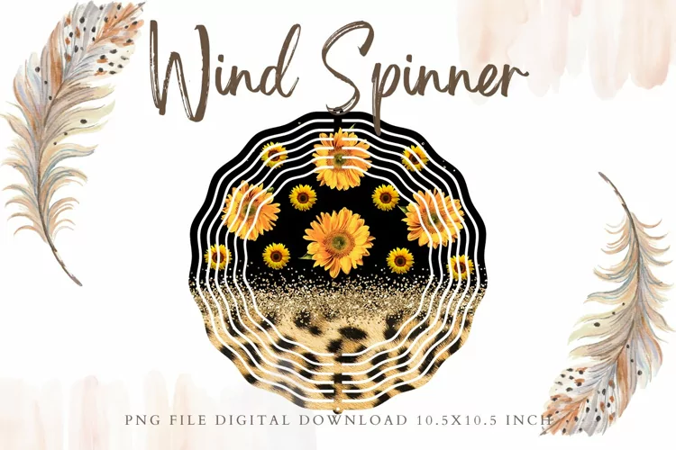 Leopard Sunflower Wind Spinner Template Sublimation