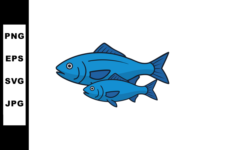Blue fish pair illustration with adult and juvenile simple a
