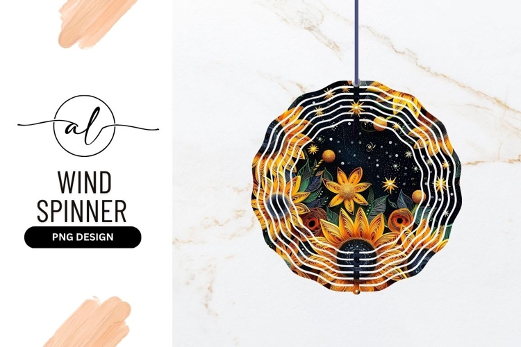 Yellow Sunflowers and Starry Sky Illustration