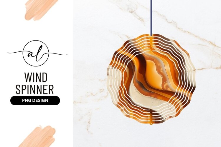 Abstract Orange And Beige Wavy Layers Round example image 1