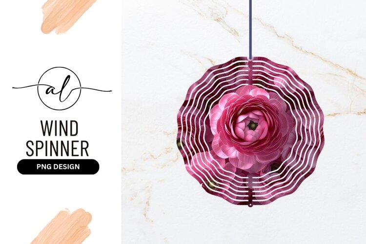 Pink Ranunculus Flowers Close Up Arrangement Wind Spinner example image 1