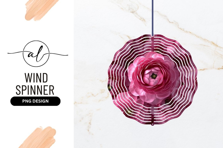 Pink Ranunculus Flowers Close Up Arrangement Wind Spinner