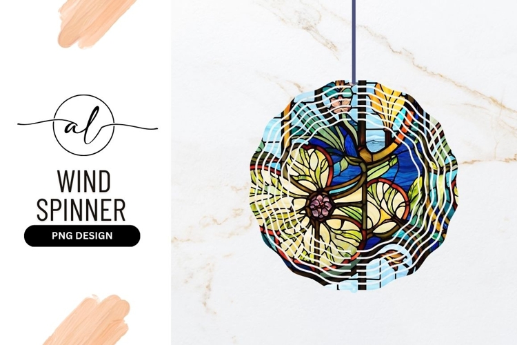 Artistic Stained Glass Wind Spinner Round Png
