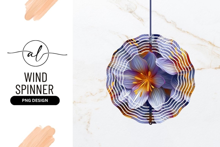 Floral Pattern with Purple Blue and Orange Flowers