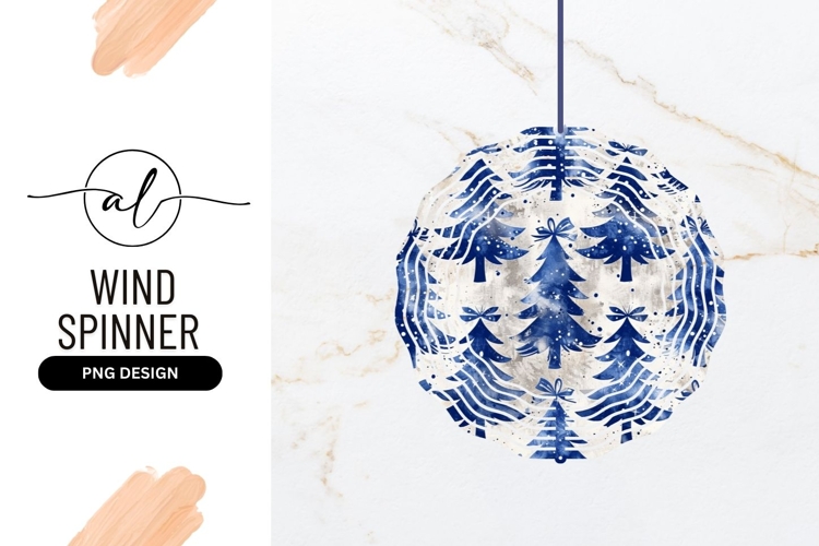 Blue winter forest round wind spinner png design