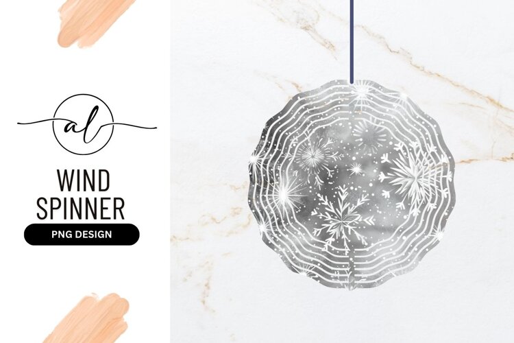 Round wind spinner with snowflake design example image 1