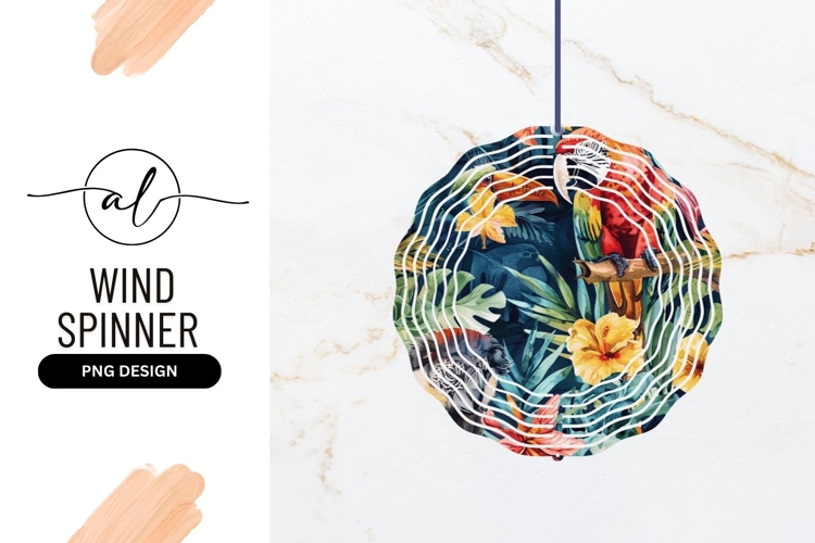 Tropical parrot round wind spinner png design