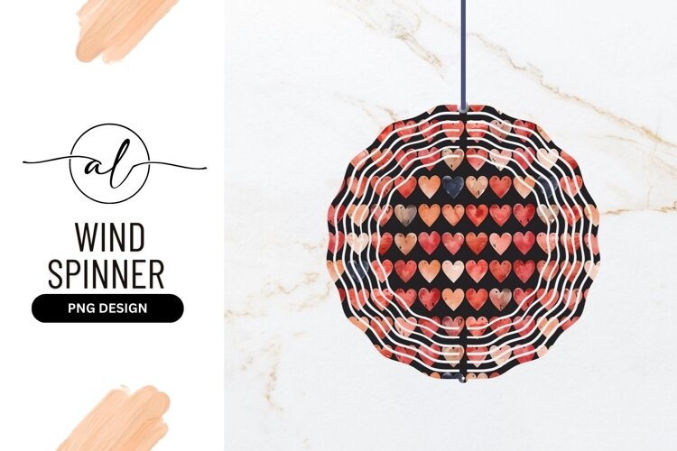 Round wind spinner with heart design example image 1