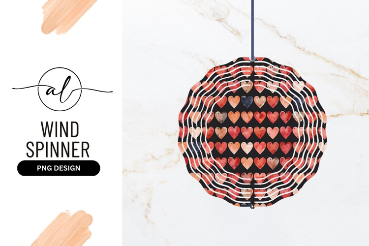 Round wind spinner with heart design