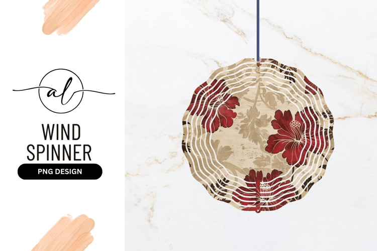 Round wind spinner with floral design