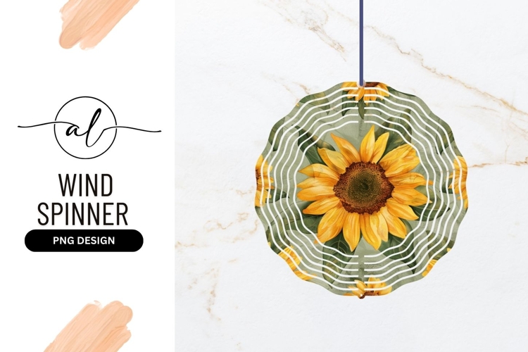 Round wind spinner with sunflower design