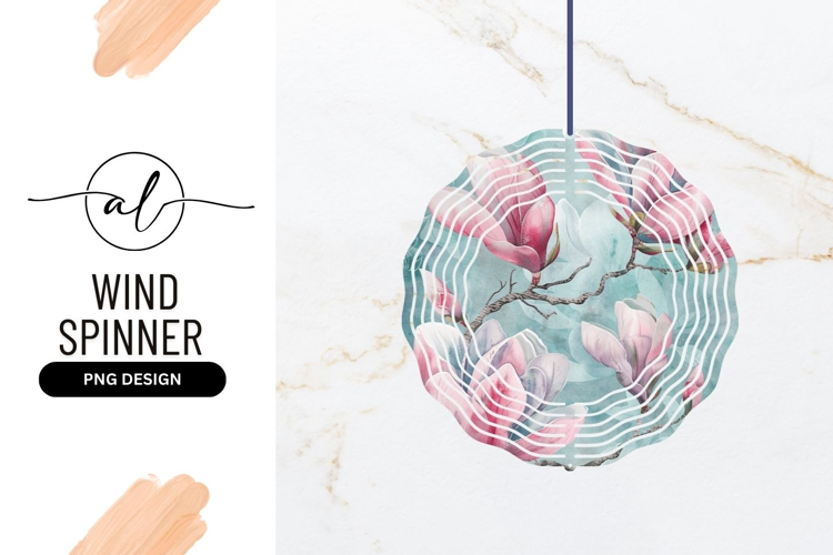 Round wind spinner with magnolia design