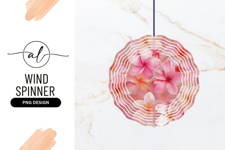 Round wind spinner with tropical flower design example image 1