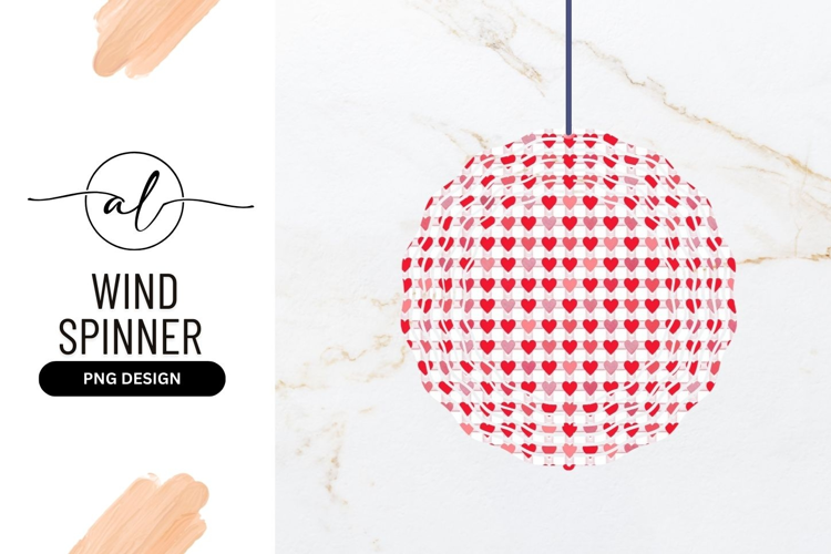Round wind spinner with heart design