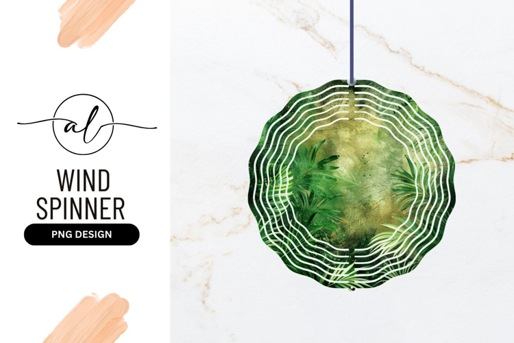 Round wind spinner with tropical leaf design