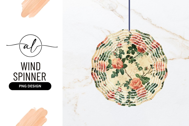 Round wind spinner with floral design