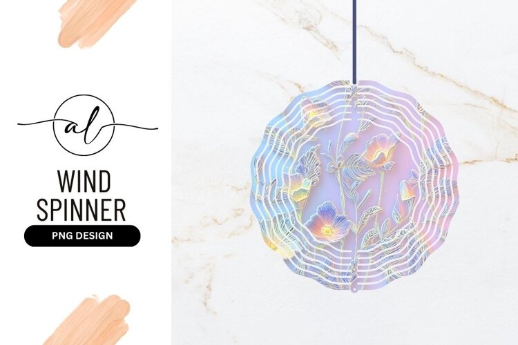 Ornamental Floral Wind Spinner Round Png Design example image 1