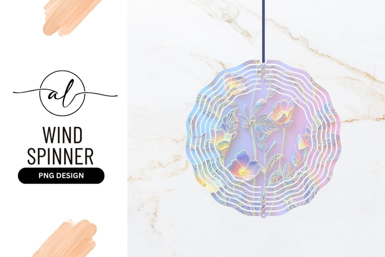 Ornamental Floral Wind Spinner Round Png Design