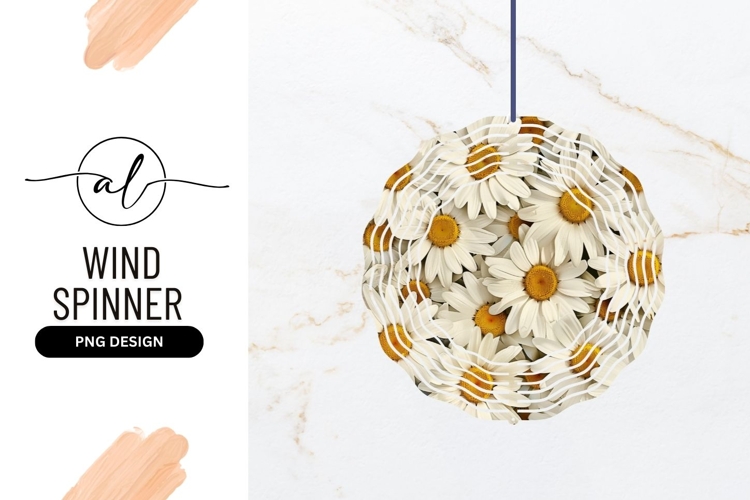 Round wind spinner with daisy design