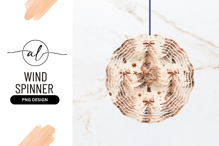 Round wind spinner with festive christmas tree design