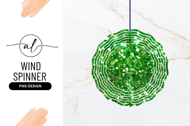 Green glitter round wind spinner png design