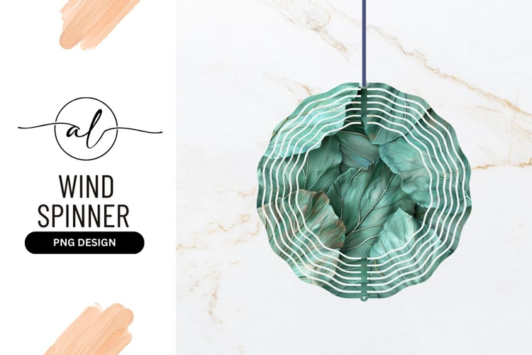 Round wind spinner with leaf design