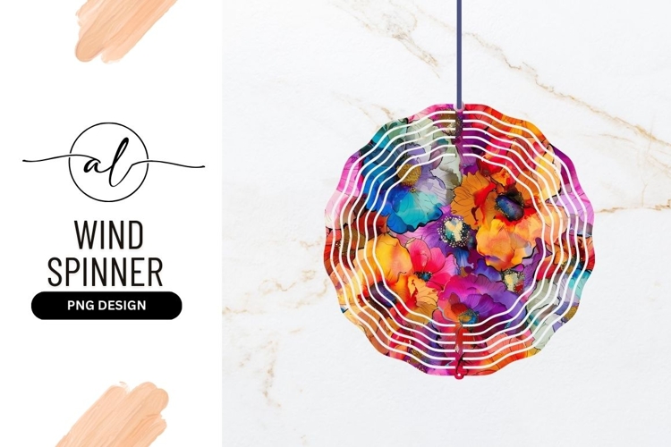 Colorful floral round wind spinner png design