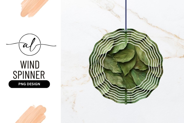 Round wind spinner with leaf design