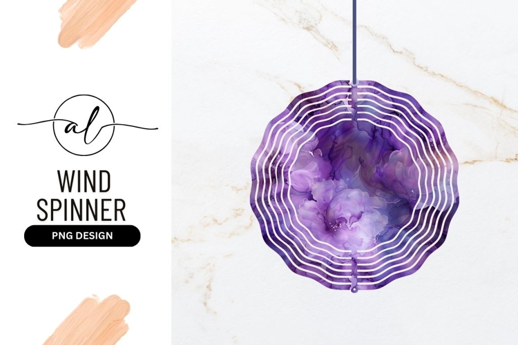 Purple floral round wind spinner png design
