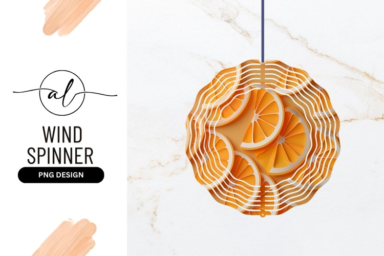Round wind spinner png design with orange slices