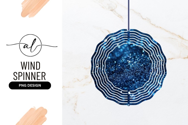 Blue glitter wind spinner png design