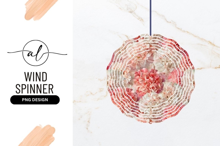 Round wind spinner with floral design