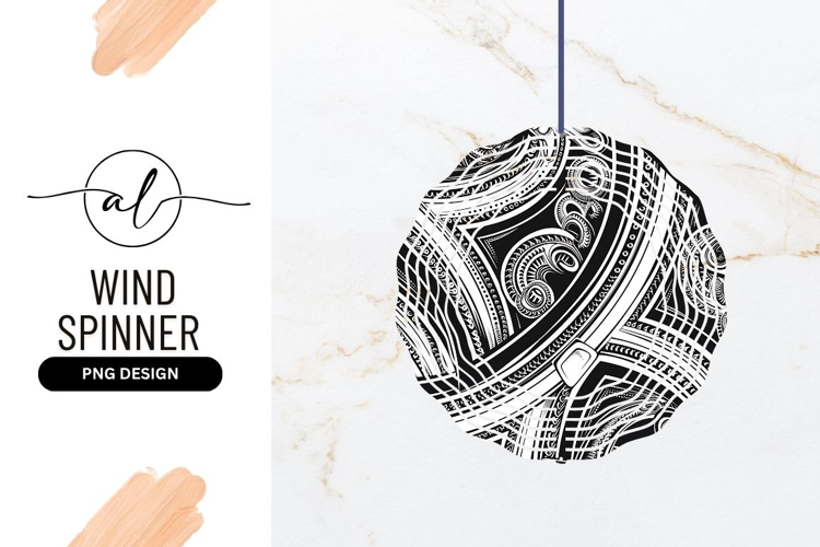 Intricate Black And White Tribal Wind Spinner Round