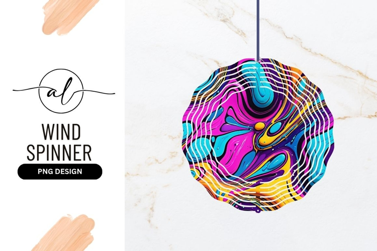 Vibrant Swirls And Curves Round Wind Spinner