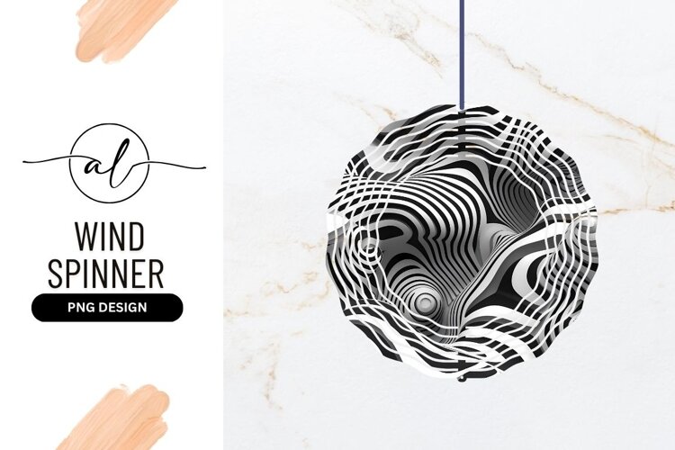 Abstract Black White Wind Spinner Round Png example image 1