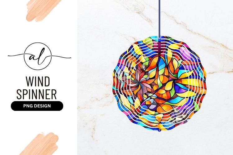 Colorful Abstract Stained Glass Wind Spinner Round Png