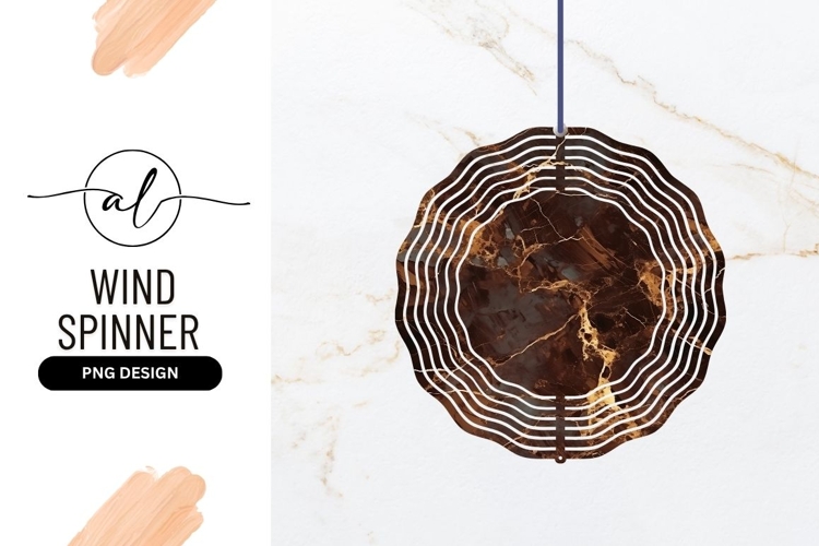 Brown Marble Texture Golden Veins Wind Spinner Round Png