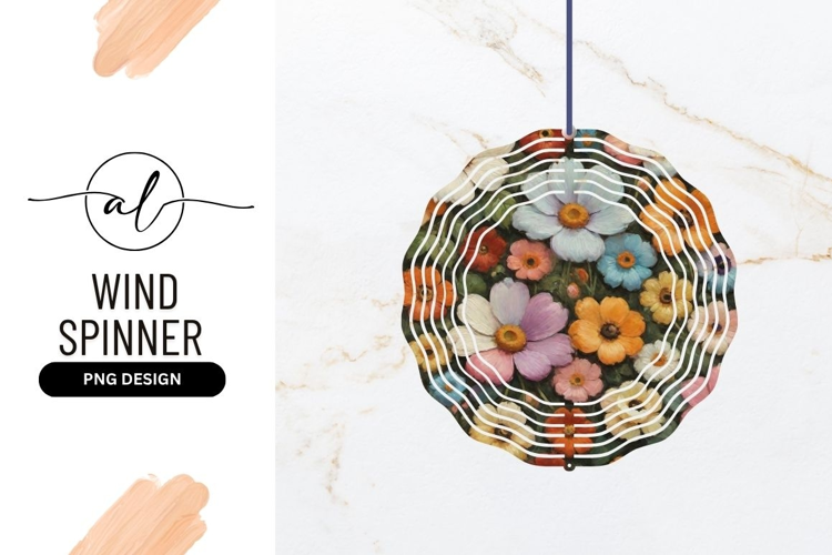 Colorful Oil Painted Flower Circle Design