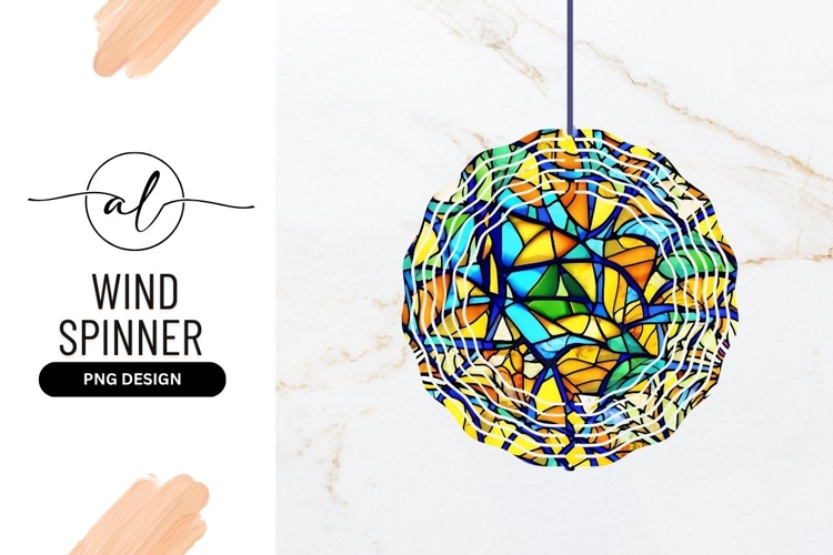 Vibrant Stained Glass Wind Spinner Round Png