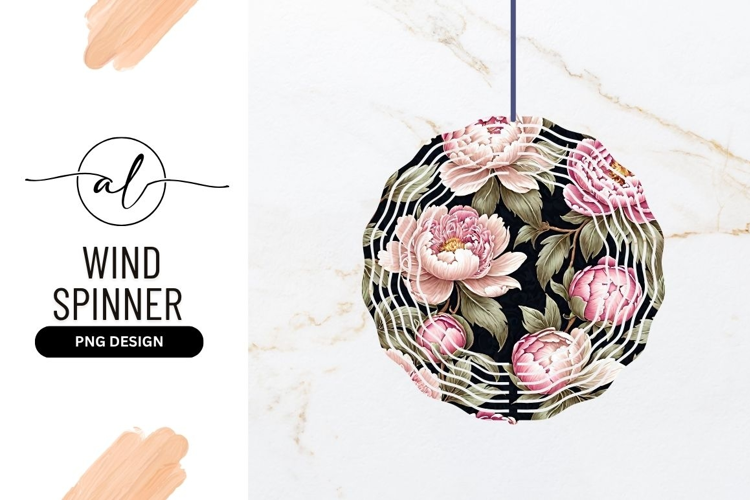 Pink Peonies Floral Arrangement Wind Spinner Round