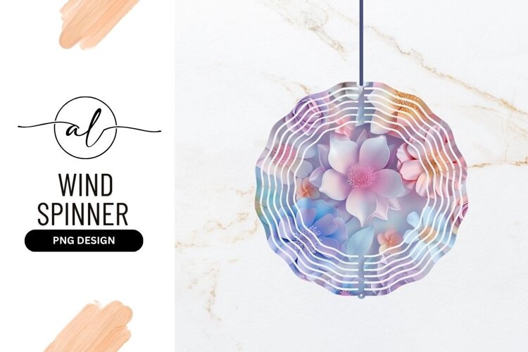 Pastel Flowers Round Wind Spinner Png example image 1